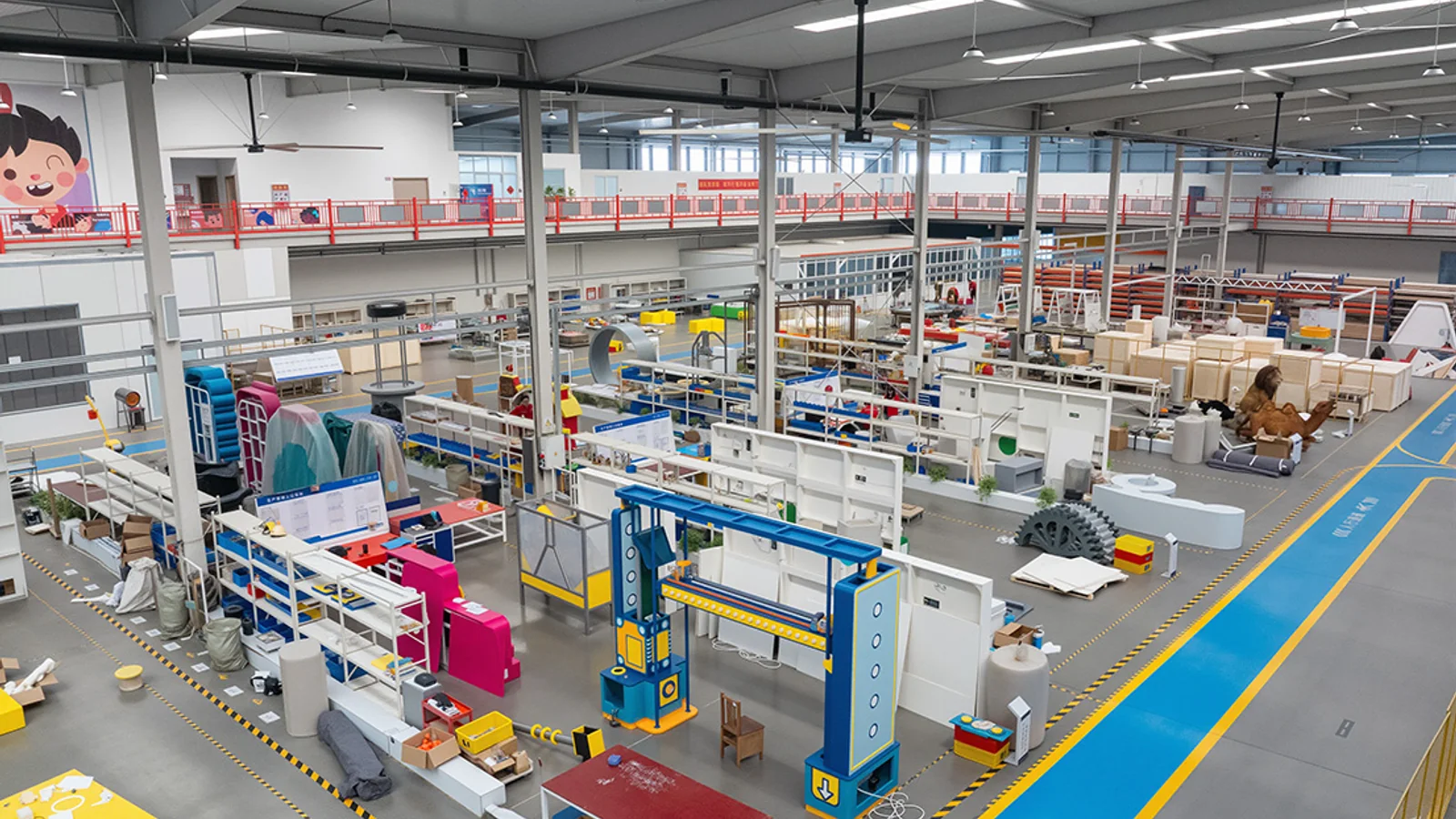DEEPBLUE factory assembling interactive exhibits during the manufacturing stage