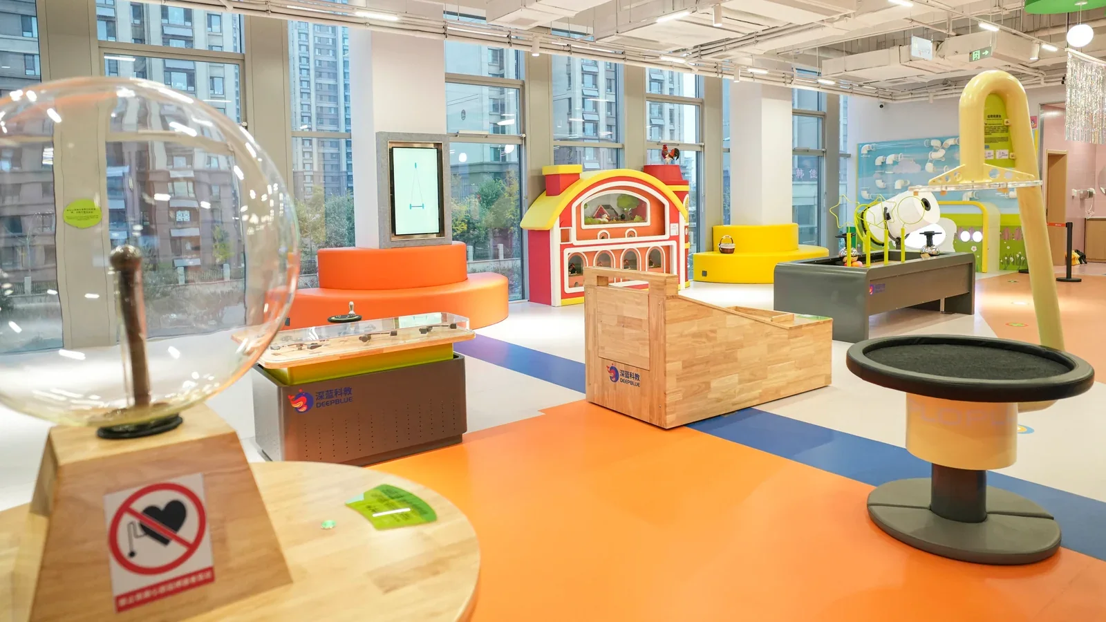 Completed children's museum gallery used to review zoning, circulation and exhibit relationships