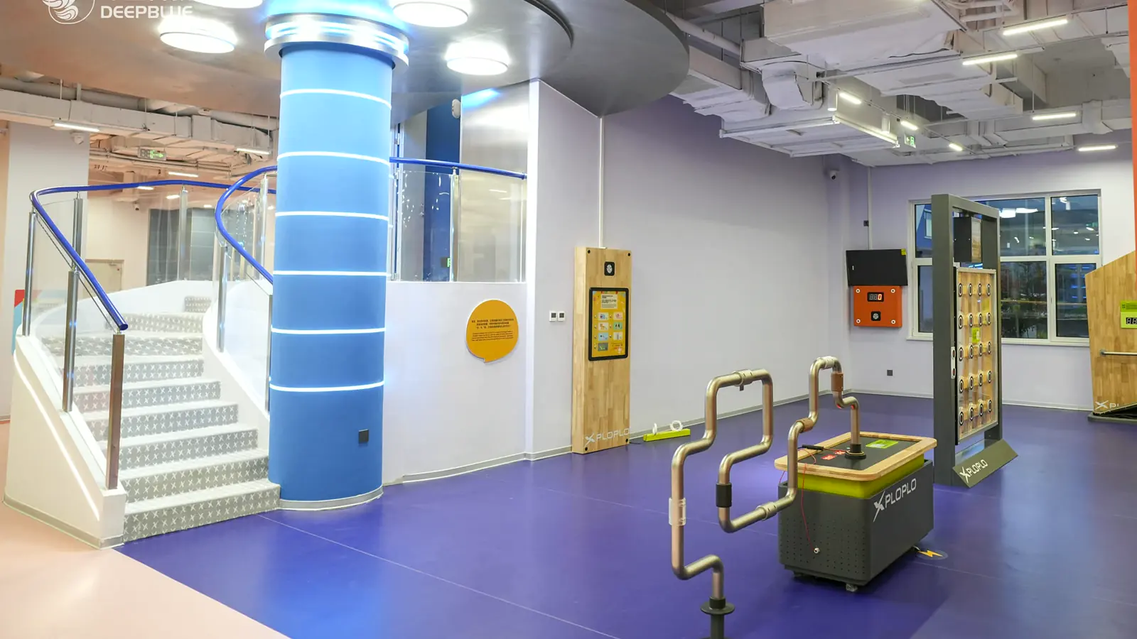 Completed XPLOPLO interactive science gallery with coordinated exhibits, circulation and building services