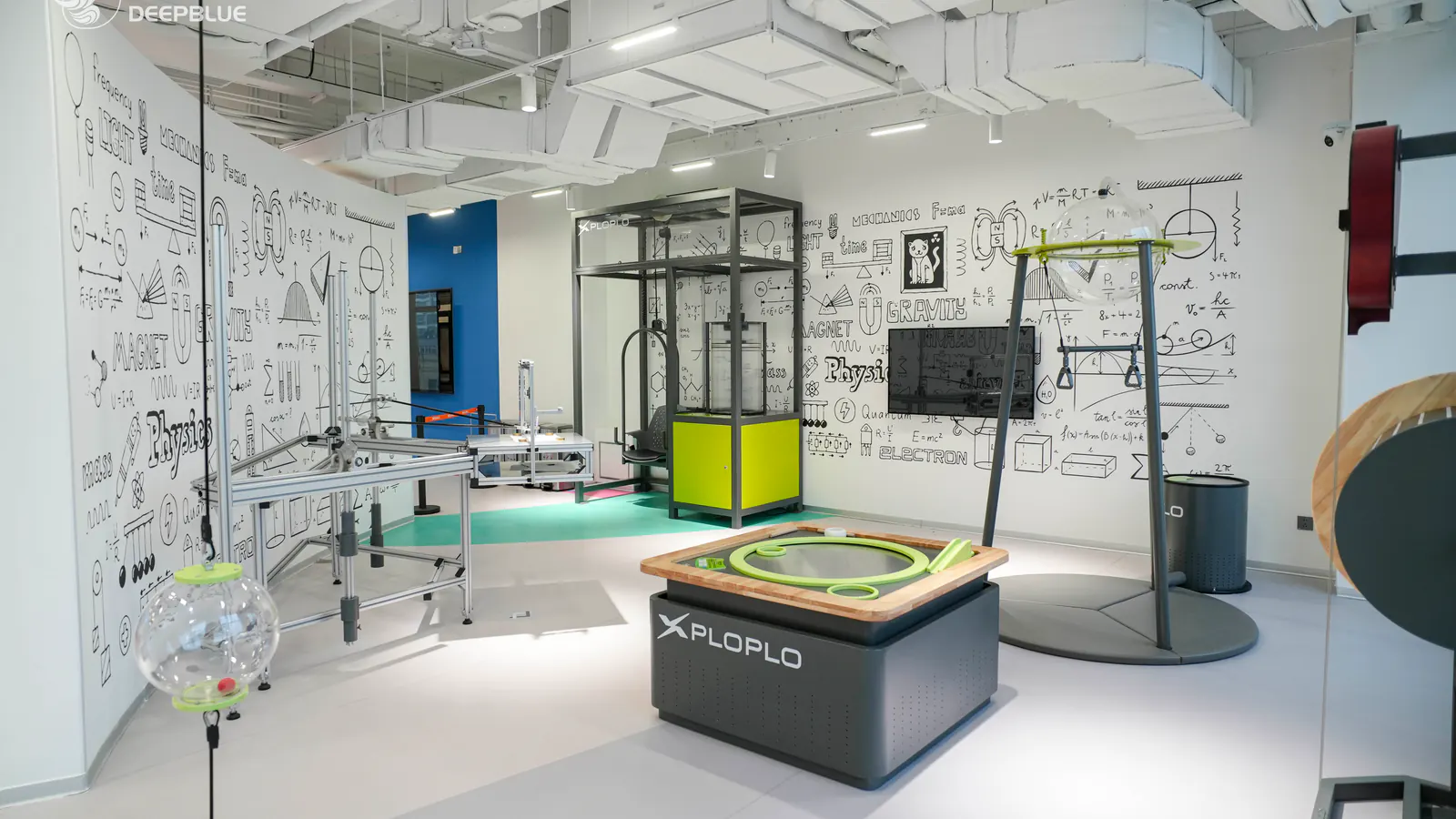 Completed XPLOPLO science gallery with coordinated interactive exhibits, graphics and circulation