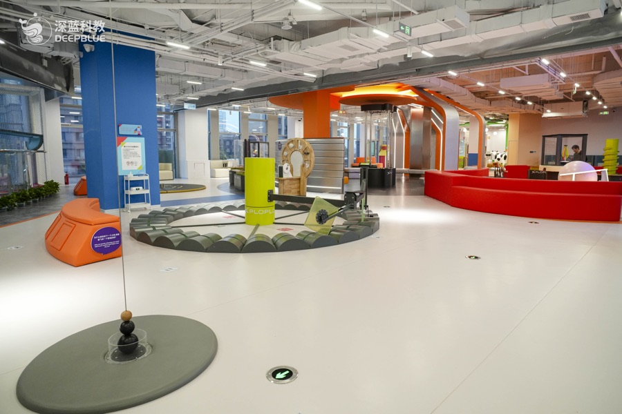 XPLOPLO second-floor energy and light themed exhibit area